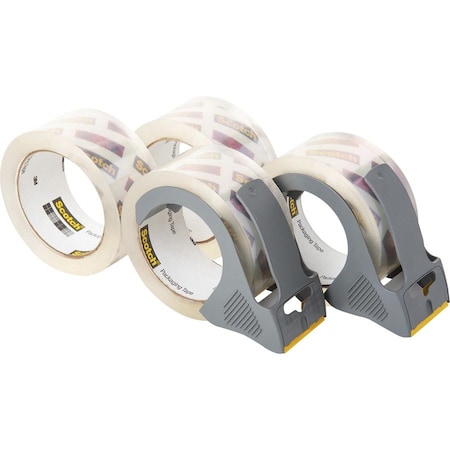 Scotch Shipping Tape, w/Dispenser, Box Lock, 1.88"x55 yd, 4/PK, CL 4PK MMM39504RD